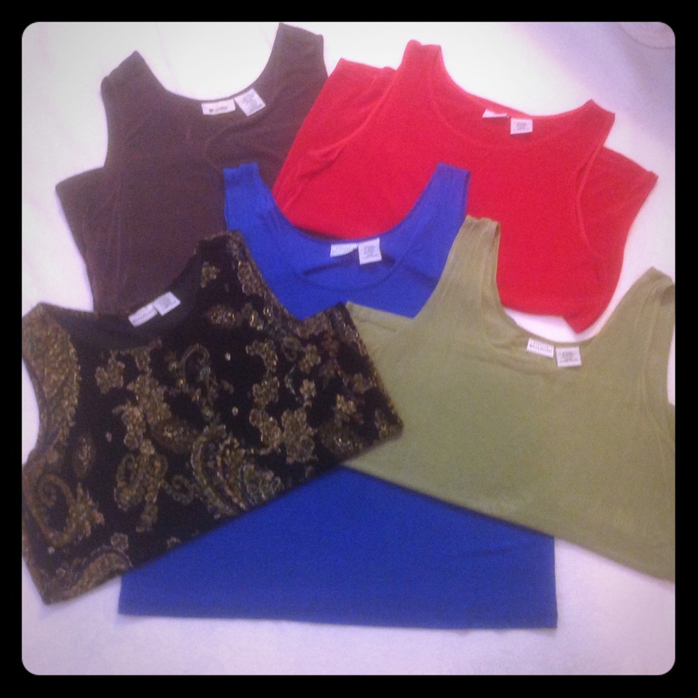 5 Assorted Colored Tank Tops Preworn